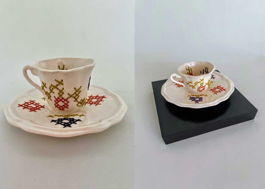 Taza porcelana bordada II